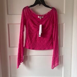 New~ Steve Madden punk Fuchsia Lace Blouse ($39 retail) size medium NWT